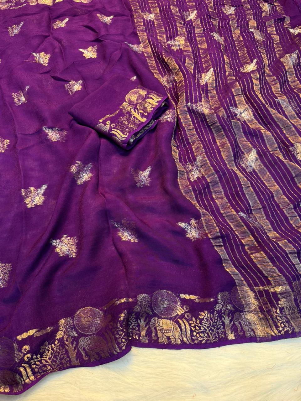 Charismatic Function Wear Pure Viscose Dola Silk Jacquard Border Fancy Designer Saree With Blouse