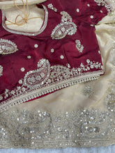 Load image into Gallery viewer, Gratifying Wedding Wear Satin Silk Heavy Embroidery n Aarco Work Fancy Designer Saree With Stitched Blouse
