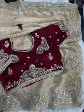 Load image into Gallery viewer, Gratifying Wedding Wear Satin Silk Heavy Embroidery n Aarco Work Fancy Designer Saree With Stitched Blouse
