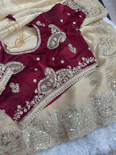Load image into Gallery viewer, Gratifying Wedding Wear Satin Silk Heavy Embroidery n Aarco Work Fancy Designer Saree With Stitched Blouse

