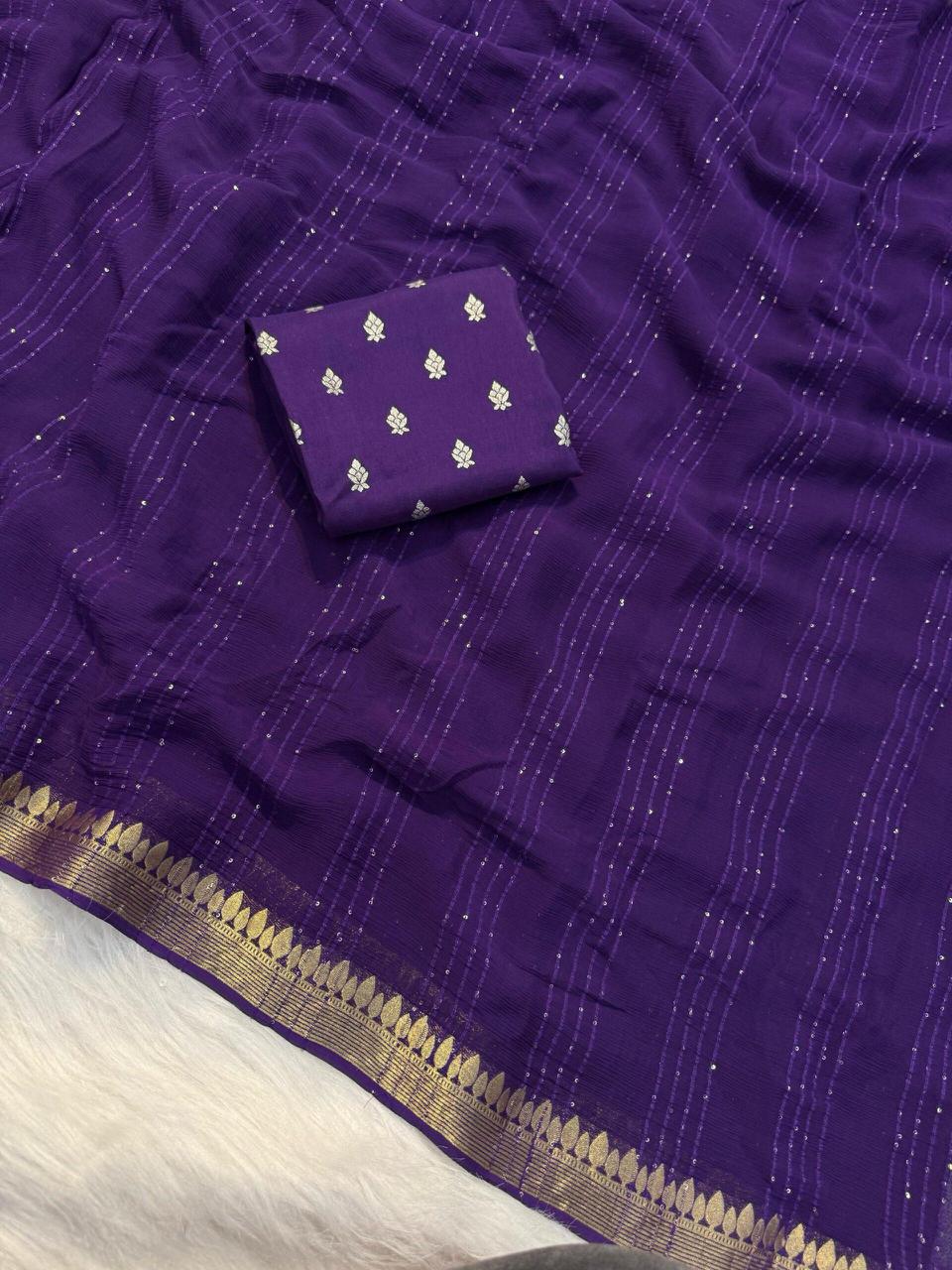 Admirable Party Wear Viscose Georgette Jacquard Zari Weaving Work Fancy Designer Saree For Women