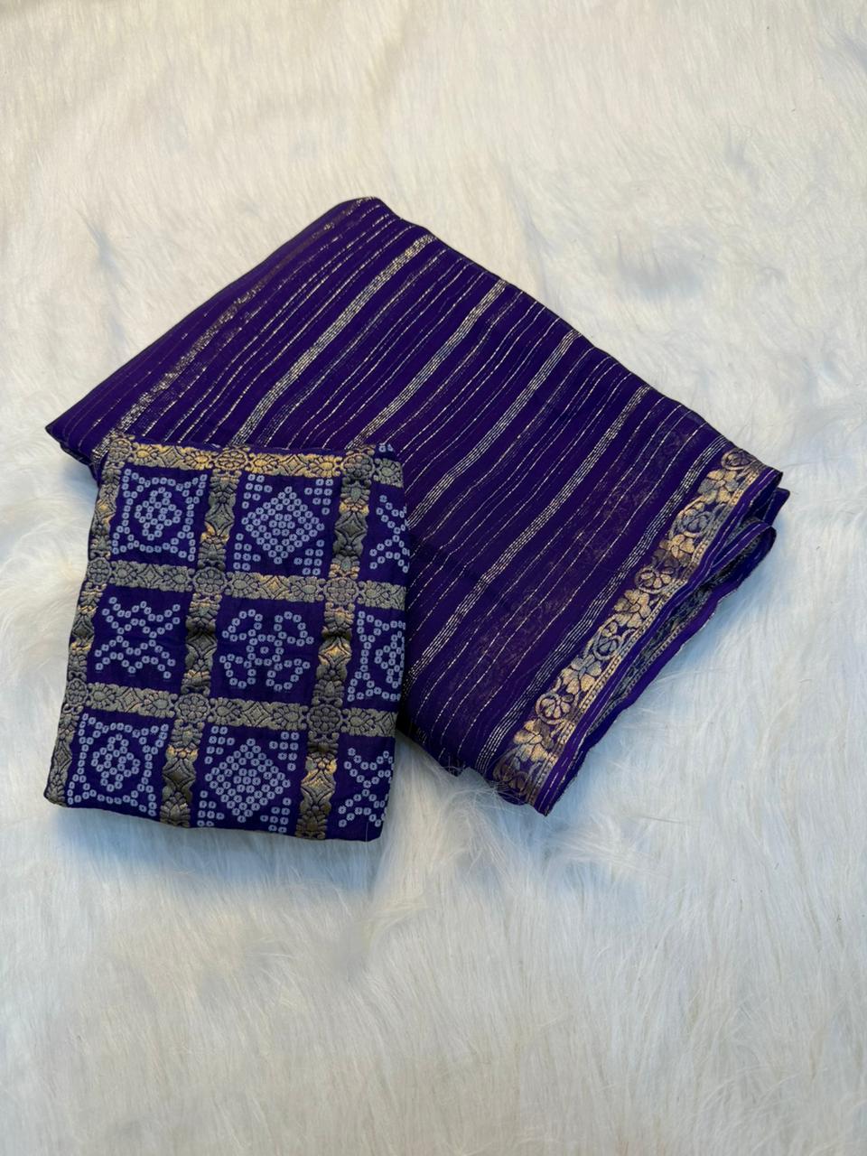 Fantabulous Wedding Wear Pure Viscose Silk Jacquard Weaving Work Rich Pallu Saree With Bandhani Print Blouse