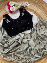 Load image into Gallery viewer, Glamorous Function Wear Rangoli Silk Flower Handwork Butta Thread Design Fancy Designer Saree With Unstitched Blouse Piece
