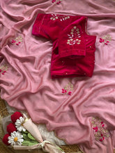 Load image into Gallery viewer, Glamorous Function Wear Rangoli Silk Flower Handwork Butta Thread Design Fancy Designer Saree With Unstitched Blouse Piece

