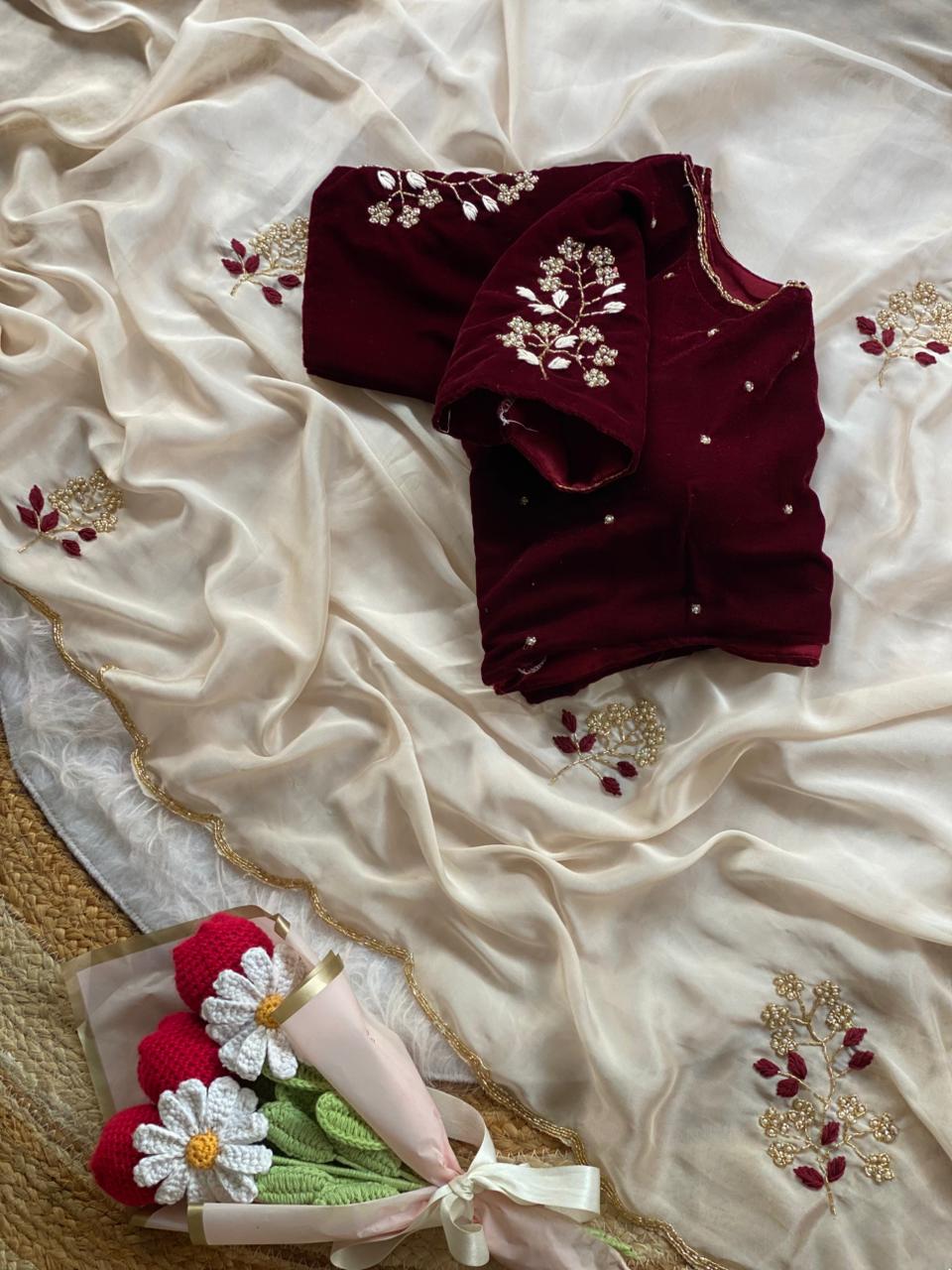 Glamorous Function Wear Rangoli Silk Flower Handwork Butta Thread Design Fancy Designer Saree With Unstitched Blouse Piece