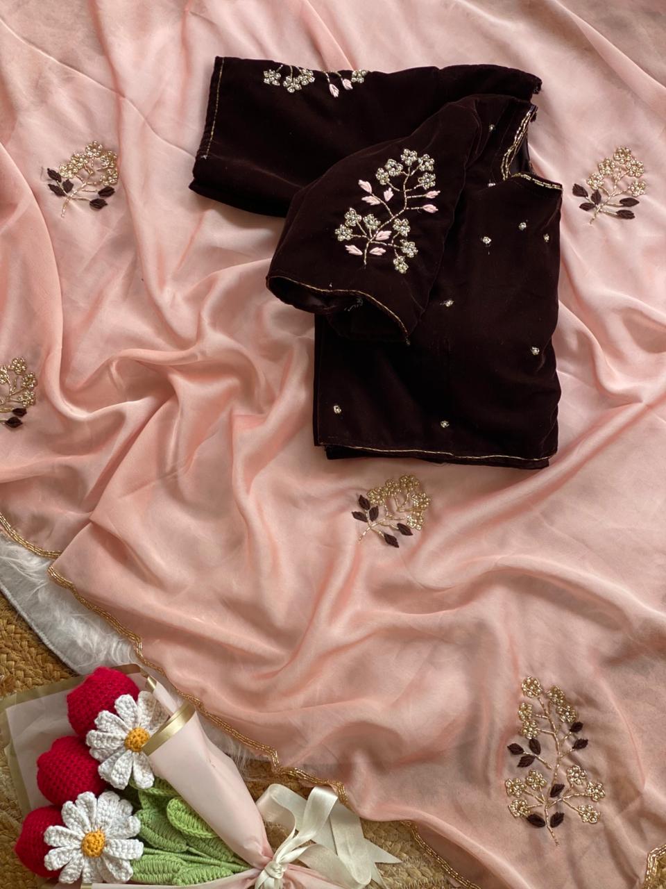 Glamorous Function Wear Rangoli Silk Flower Handwork Butta Thread Design Fancy Designer Saree With Unstitched Blouse Piece