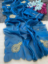 Load image into Gallery viewer, Attractive Wedding Wear Satin Silk Handwork Fancy Designer Saree With Blissful Blouse Piece
