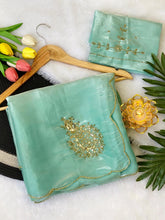 Load image into Gallery viewer, Attractive Wedding Wear Satin Silk Handwork Fancy Designer Saree With Blissful Blouse Piece
