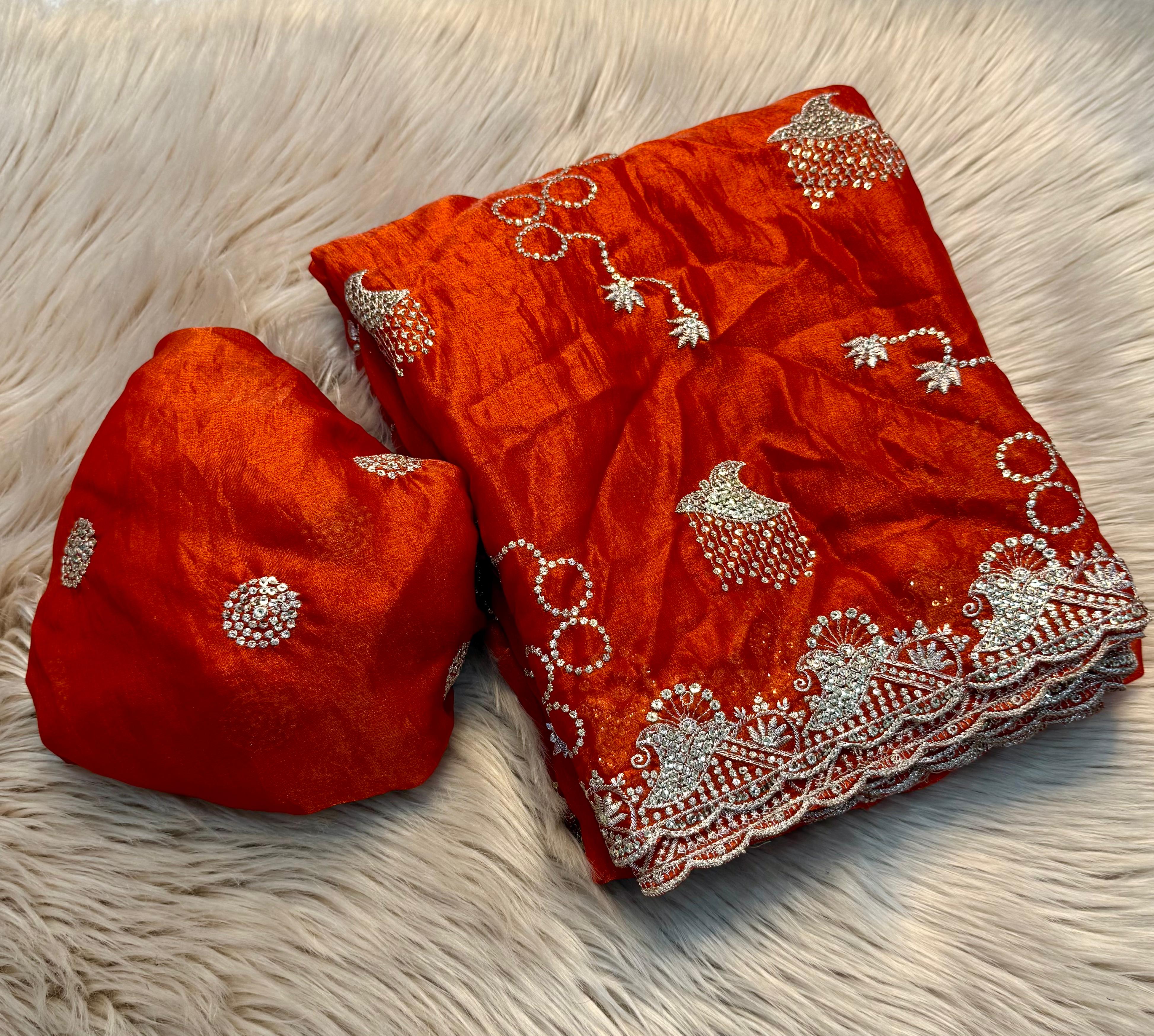 Artistic Festive Wear Silk Multi Thread n Sequence Work Fancy Designer Saree With Blouse Piece