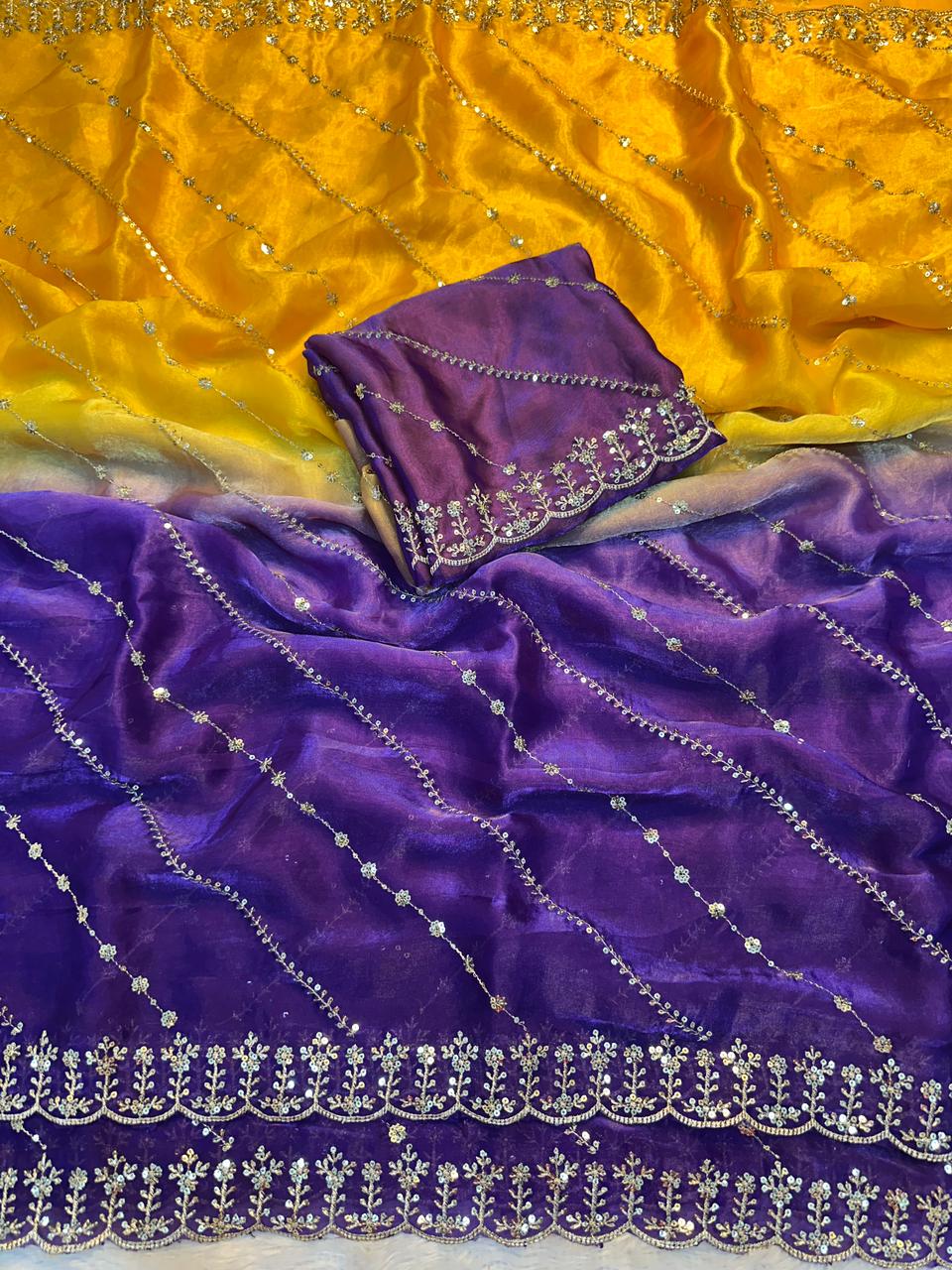 Dazzling Party Wear Silk Sequence Work Fancy Designer Saree With Elegant Blouse Piece