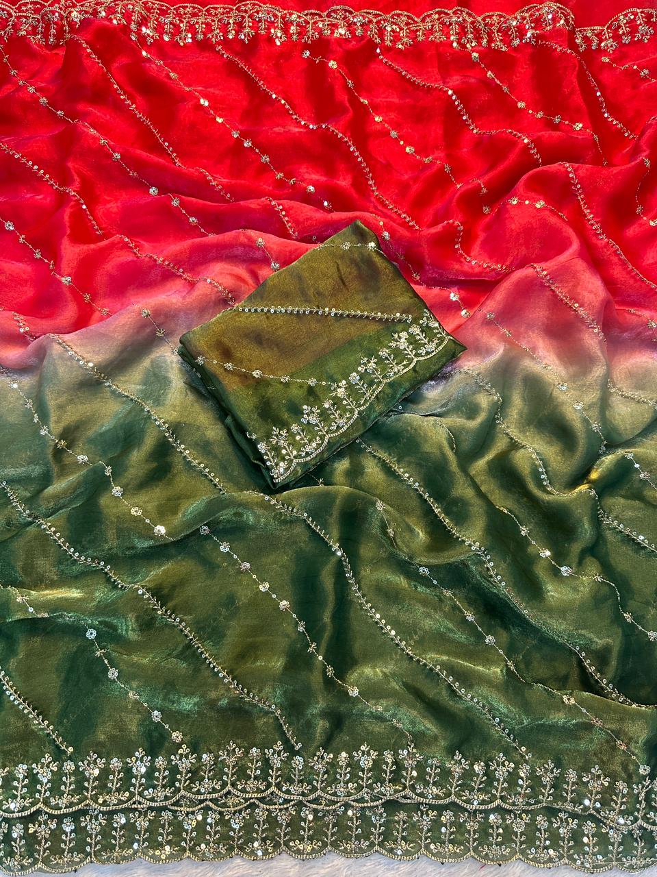 Dazzling Party Wear Silk Sequence Work Fancy Designer Saree With Elegant Blouse Piece