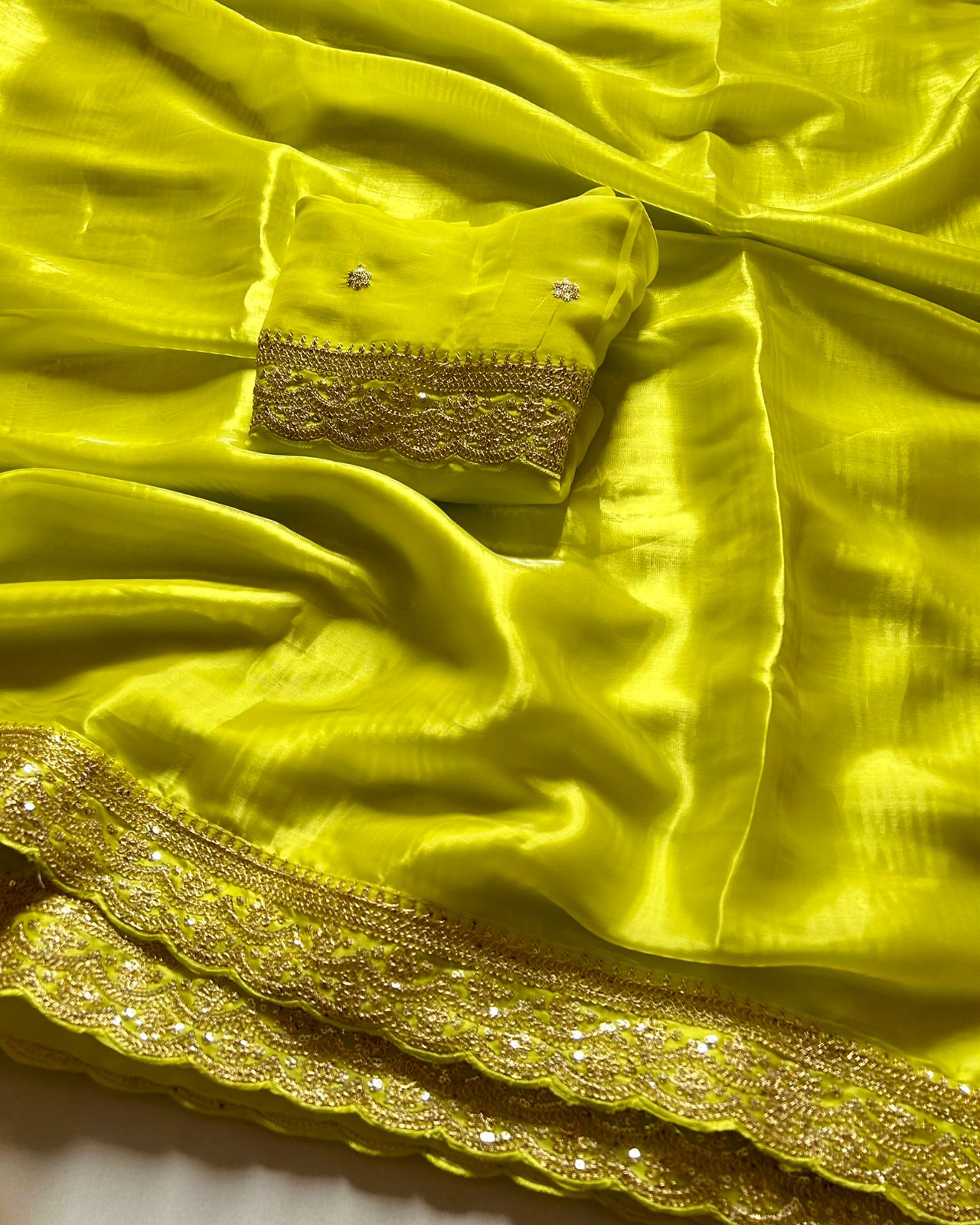 Adorning Function Wear Soft Silk Sequence Embroidery Work Border Fancy Designer Saree