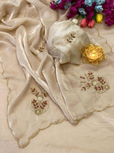 Load image into Gallery viewer, Adorable Party Wear Golden Colour Silk Handwork Fancy Designer Saree For Occasion
