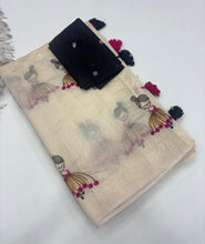 Load image into Gallery viewer, Gorgeous Festive Wear Chanderi Cotton Embroidery n Tussels Work Fancy Designer Saree With Blouse Piece
