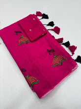 Load image into Gallery viewer, Gorgeous Festive Wear Chanderi Cotton Embroidery n Tussels Work Fancy Designer Saree With Blouse Piece
