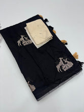 Load image into Gallery viewer, Fantabulous Party Wear Chanderi Cotton Embroidery n Tussels Work Fancy Designer Saree With Blouse Piece
