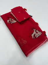Load image into Gallery viewer, Fantabulous Party Wear Chanderi Cotton Embroidery n Tussels Work Fancy Designer Saree With Blouse Piece
