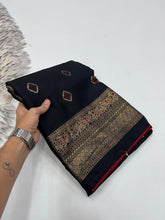Load image into Gallery viewer, Exquisite Festive Wear Pure Soft Georgette Silk Foil Print With Zari Border Designer Saree
