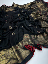 Load image into Gallery viewer, Exquisite Festive Wear Pure Soft Georgette Silk Foil Print With Zari Border Designer Saree
