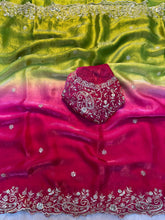 Load image into Gallery viewer, Attractive Festive Wear Satin Silk Heavy Embroidery n Aarco Work Fancy Designer Saree With Blouse Piece
