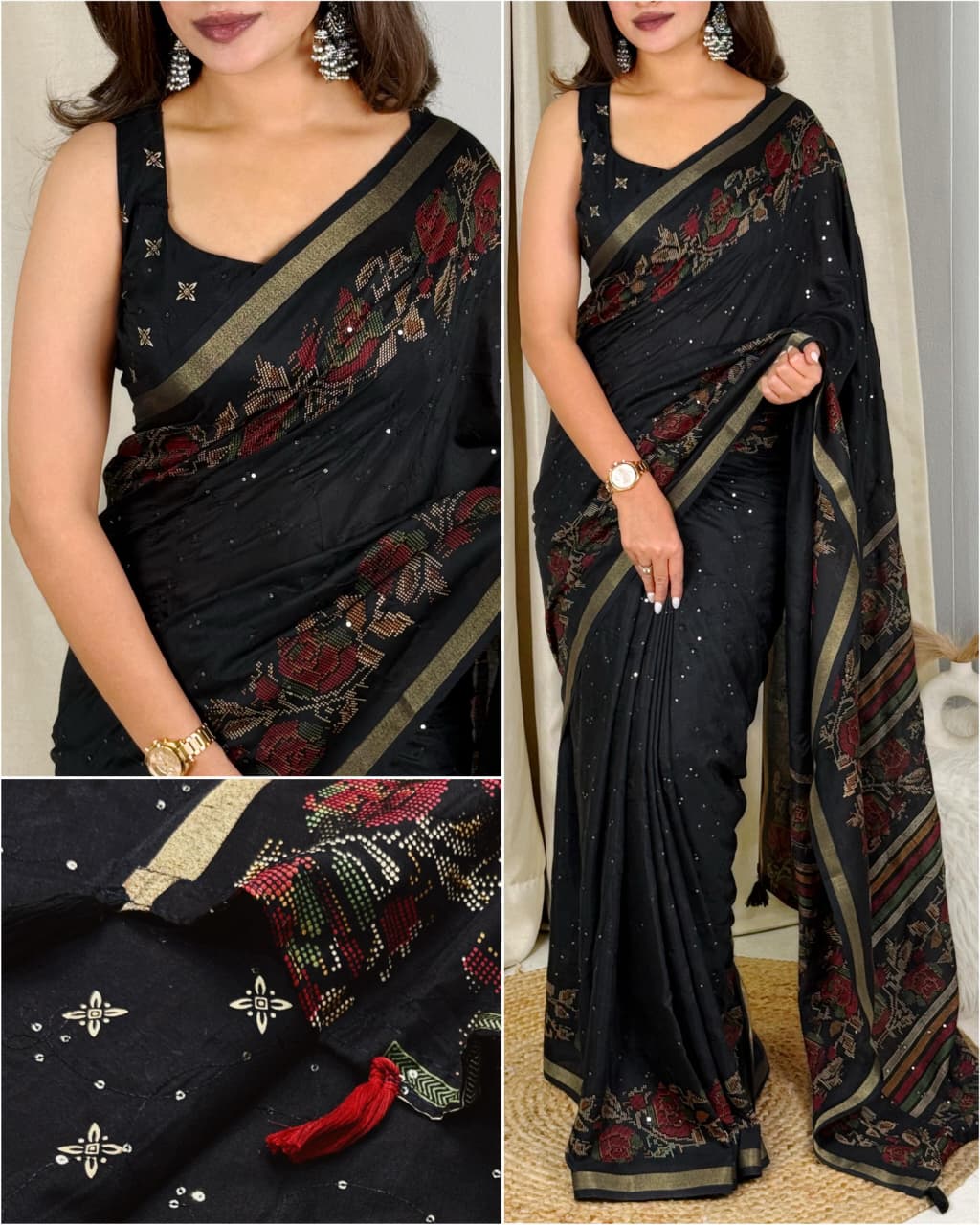 Heritage Function Wear Mul Cotton Thread With Sequence Work Printed n Zari Border Designer Saree