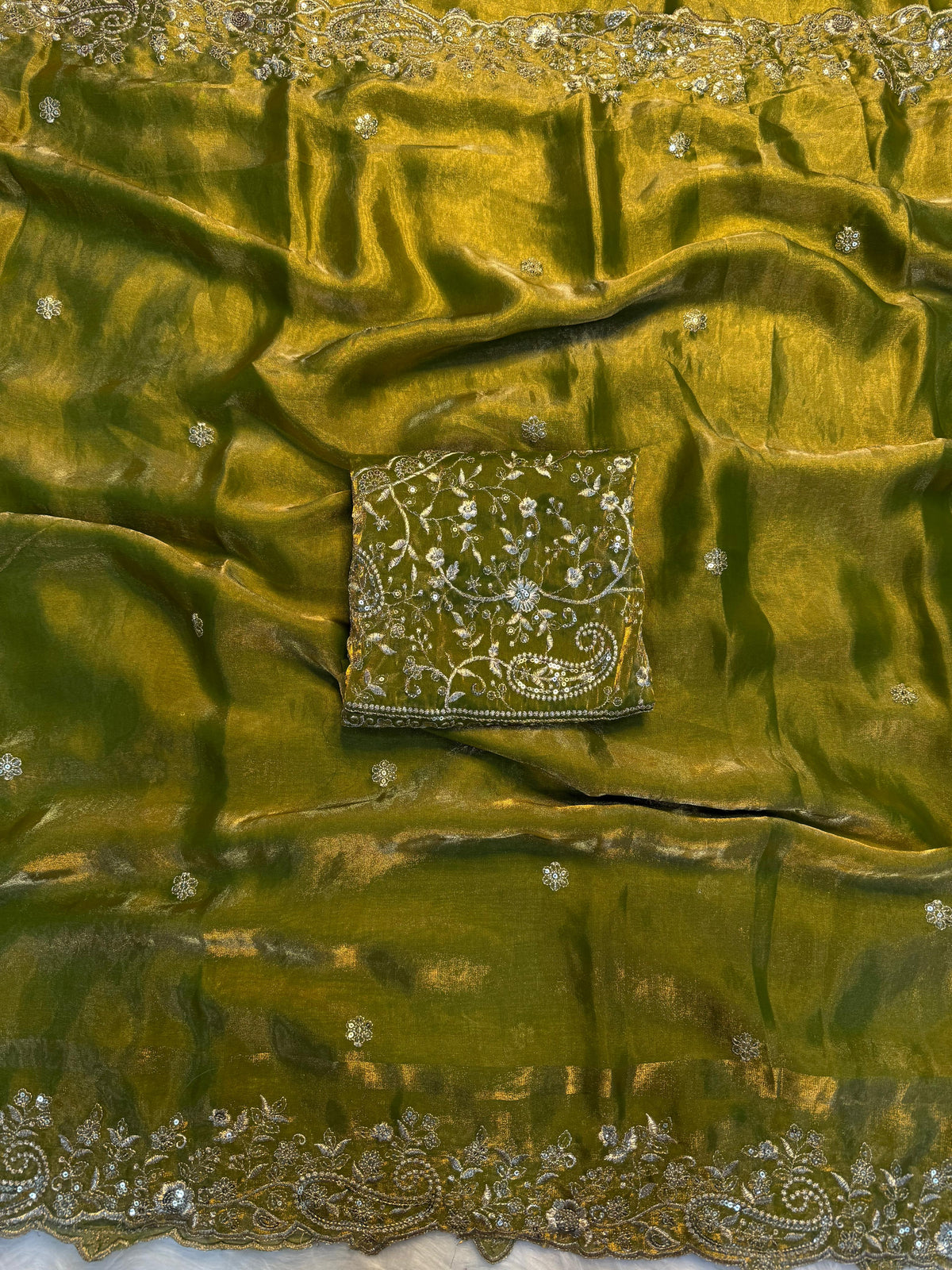 Admirable Wedding Wear Silk Heavy Embroidery n Aarco Work Fancy Designer Saree With Elegant Blouse Piece