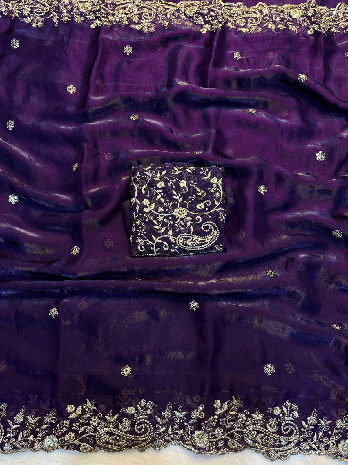 Admirable Wedding Wear Silk Heavy Embroidery n Aarco Work Fancy Designer Saree With Elegant Blouse Piece