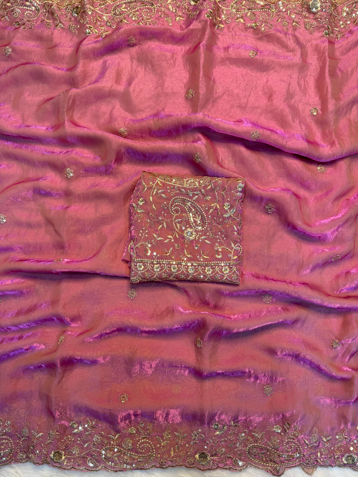 Admirable Wedding Wear Silk Heavy Embroidery n Aarco Work Fancy Designer Saree With Elegant Blouse Piece