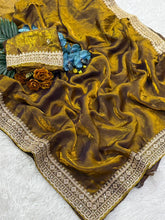 Load image into Gallery viewer, Marvellous Wedding Wear Silk Embroidery Work Lace Border Fancy Designer Saree With Blouse Piece
