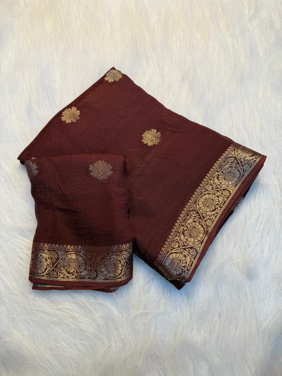 Elegant Party Wear Pure Soft Viscose Silk Jacquard Work Border Saree With Matching Blouse