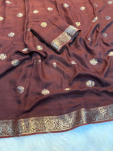Load image into Gallery viewer, Elegant Party Wear Pure Soft Viscose Silk Jacquard Work Border Saree With Matching Blouse

