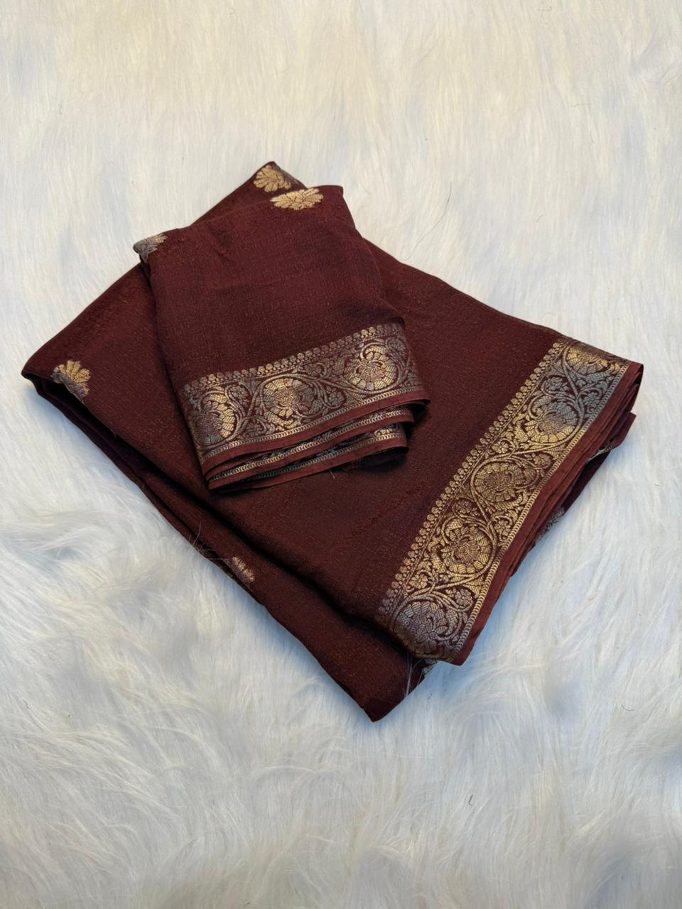 Elegant Party Wear Pure Soft Viscose Silk Jacquard Work Border Saree With Matching Blouse