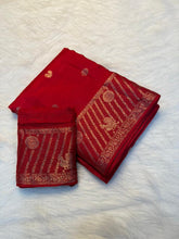 Load image into Gallery viewer, Adorning Festive Wear Pure Viscose Soft Silk Jacquard Work Border Designer Saree With Blouse Piece
