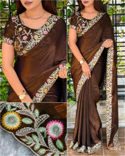 Load image into Gallery viewer, Marvellous Festive Wear Silk Thread Embroidered n Siroski Work Designer Saree With Blissful Blouse Piece
