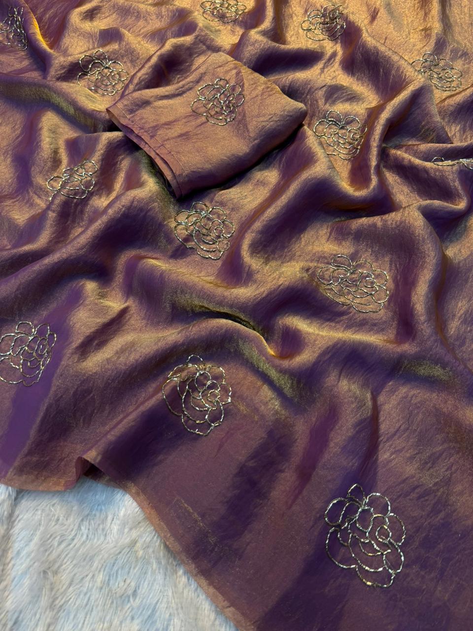 Attractive Party Wear Silk Beads Work Fancy Designer Saree With Blissful Blouse Piece