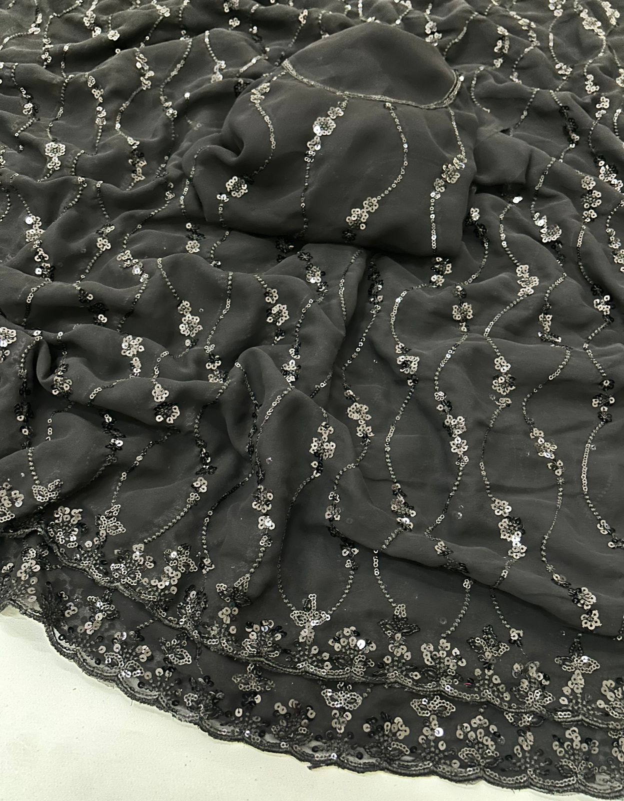 Charming Festive Wear Georgette Sequence Embroidery Work Saree With Blouse piece