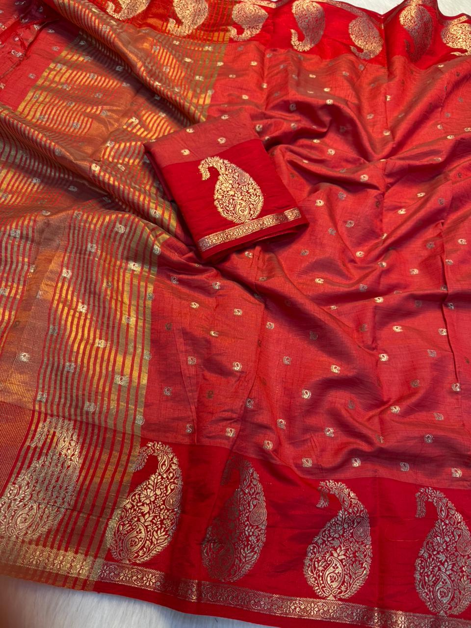 Graceful Party Wear Soft Tussar Silk Jacquard Zari Work Border Fancy Designer Saree For Wedding
