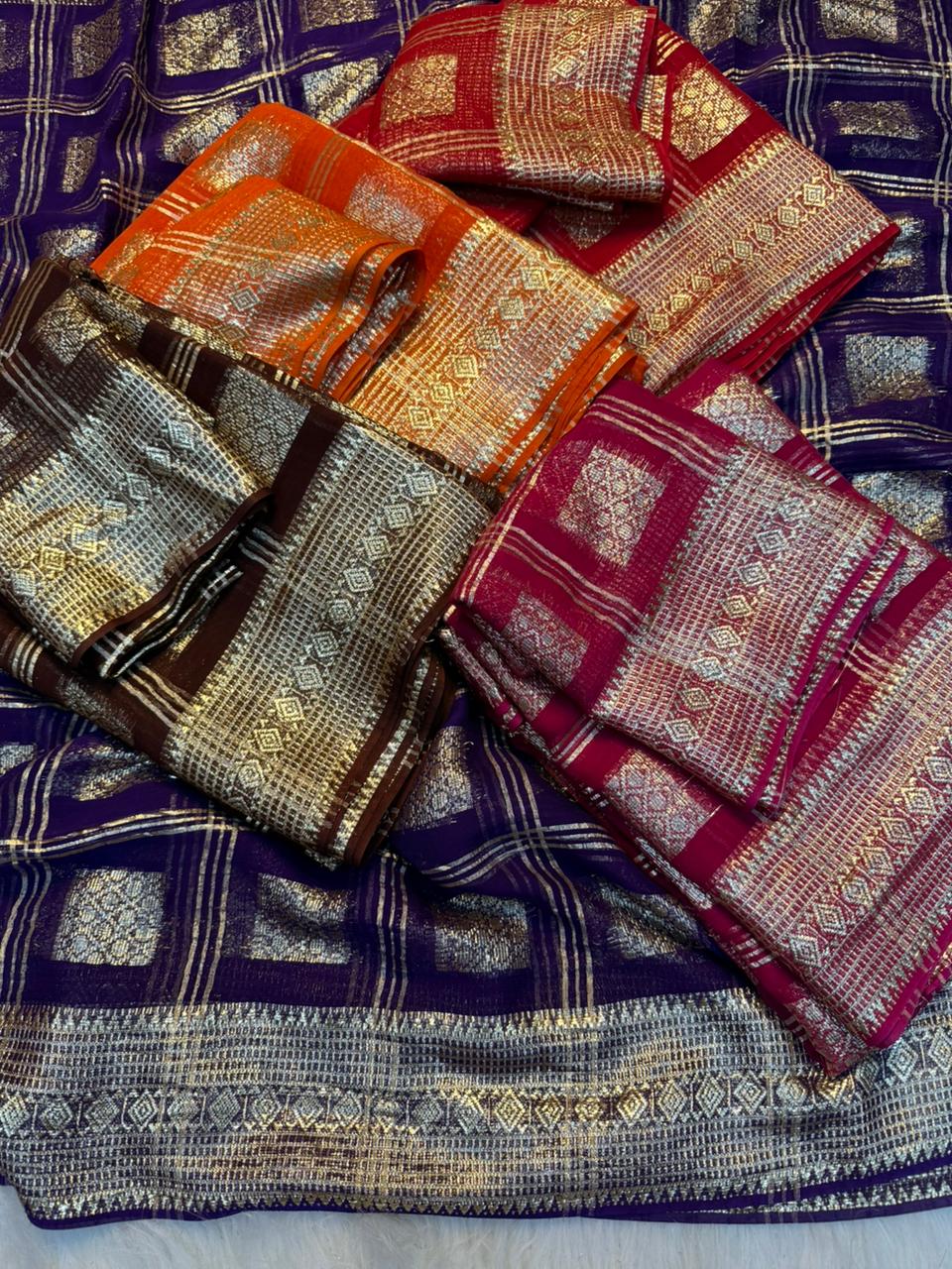 New Partywear Pure Viscose Georgette Jacquard Weaving Work Fancy Designer Saree With Blouse