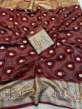 Load image into Gallery viewer, Gratifying Party Wear Pure Viscose Georgette Jacquard Weaving Work Fancy Designer Saree With Blouse
