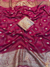 Load image into Gallery viewer, Gratifying Party Wear Pure Viscose Georgette Jacquard Weaving Work Fancy Designer Saree With Blouse
