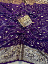 Load image into Gallery viewer, Gratifying Party Wear Pure Viscose Georgette Jacquard Weaving Work Fancy Designer Saree With Blouse
