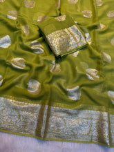 Load image into Gallery viewer, Elegant Party Wear Pure Viscose Georgette Jacquard Weaving Work Fancy Designer Saree With Blouse
