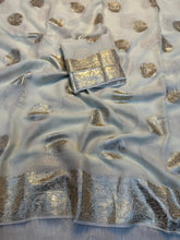 Load image into Gallery viewer, Elegant Party Wear Pure Viscose Georgette Jacquard Weaving Work Fancy Designer Saree With Blouse
