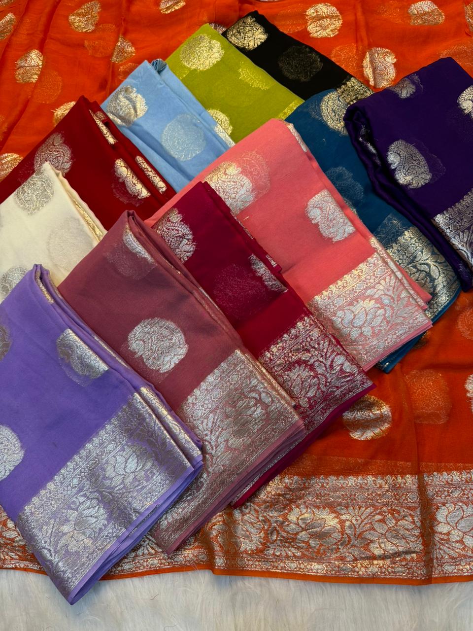 Elegant Party Wear Pure Viscose Georgette Jacquard Weaving Work Fancy Designer Saree With Blouse
