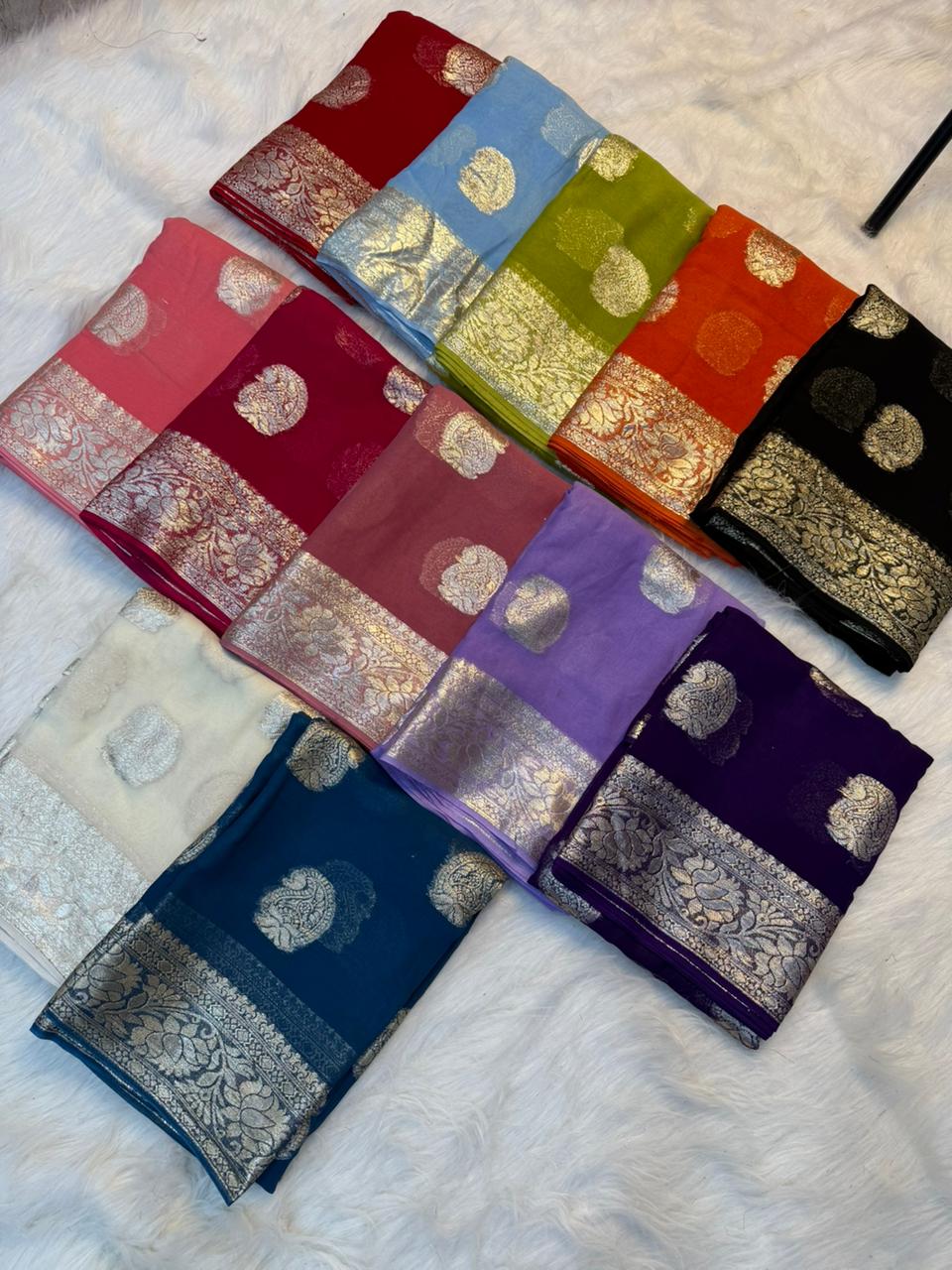 Elegant Party Wear Pure Viscose Georgette Jacquard Weaving Work Fancy Designer Saree With Blouse