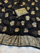 Load image into Gallery viewer, Elegant Party Wear Pure Viscose Georgette Jacquard Weaving Work Fancy Designer Saree With Blouse
