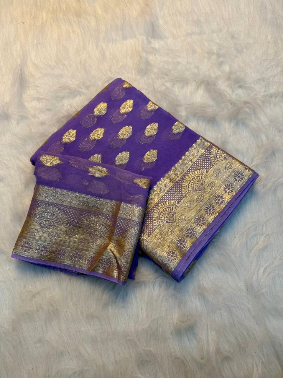 Adorning Function Wear Pure Viscose Georgette Jacquard Weaving Work Fancy Designer Saree With Blouse
