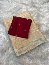 Load image into Gallery viewer, Elegant Party Wear Viscose Silk Zari Work Fancy Designer Saree With Contrast Blouse Piece
