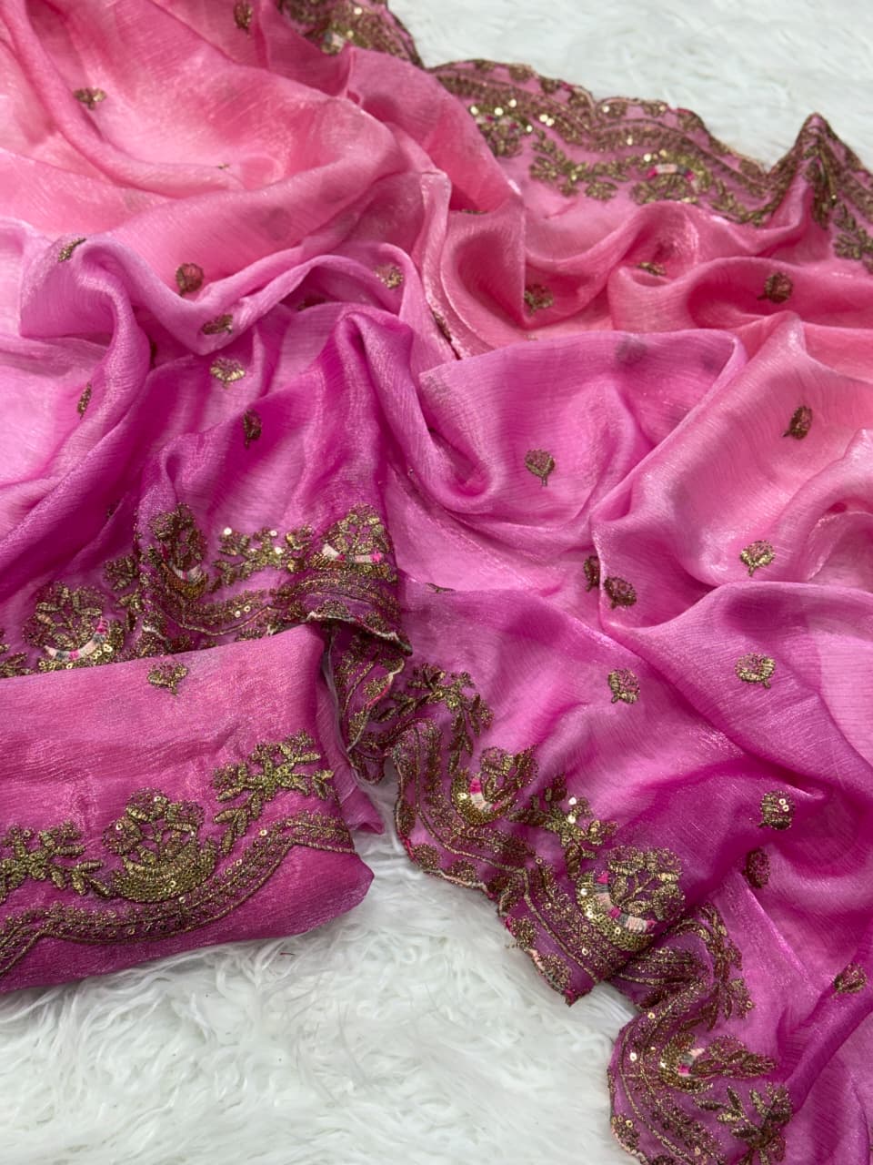 Charismatic Wedding Wear Silk Embroidery n Sequence Work Fancy Saree For Occasion