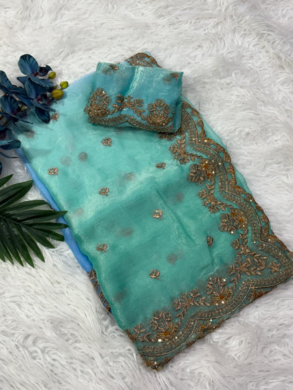 Charismatic Wedding Wear Silk Embroidery n Sequence Work Fancy Saree For Occasion